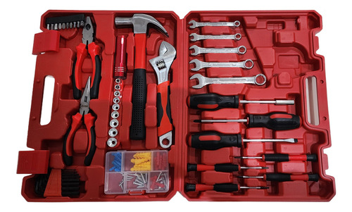 Set Herramientas Manuales 105 Pz Llave Martillo Pinzas Punta Color Naranja Oscuro