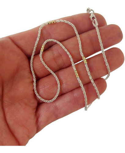 Cadena Espiga Por 60cm Plata Y Oro Unisex