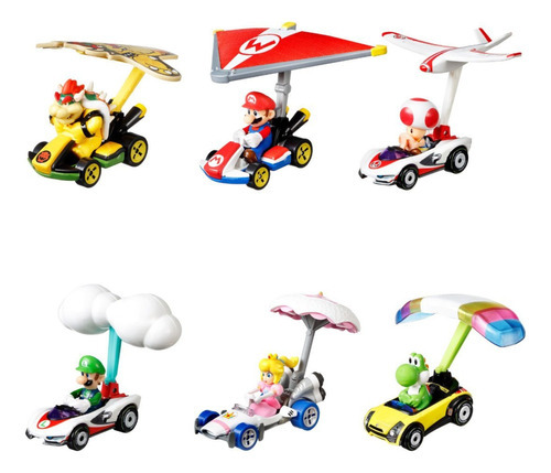 Hot Wheels Mario Kart Personajes Con Gliders Coleccionable Color Multicolor