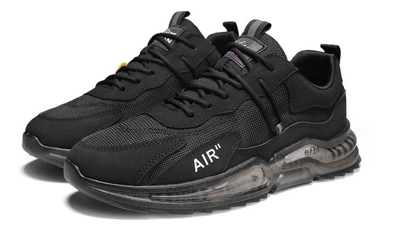 Tenis Hombre Negras Modelo Cojín De Aire Running Classic Tenis Hombre Negras Modelo Cojín De Aire Running Classic