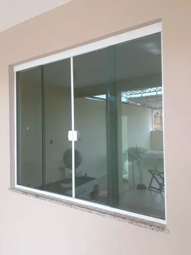 Janela Incolor 4 Folhas 150alt X 150lar ( Kit Branco )