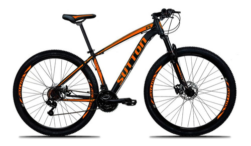 Mountain bike Sutton Gold 2022 aro 29 17" 24v freios de disco mecânico câmbios Index 3v y Sunrun 8v Index cor preto/laranja