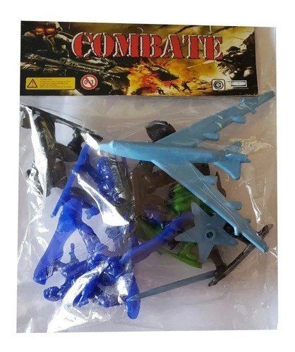 Set Combate 8 Soldados Con Avion De Plastico