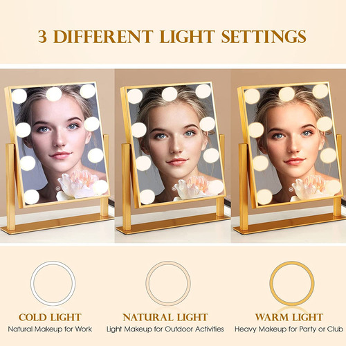 Espejo De Tocador Con Luces Iluminado Con 9 Bombillas Led