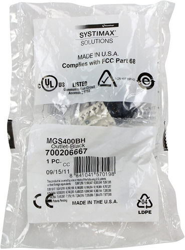 10 Jack Rj45 Cat6 Negro Systimax 700206667 Msg400-003
