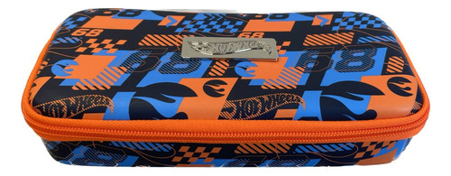 Estuche Eva Hot Wheels Escolar Para Niños Cartuchera Color Naranja Azul Y Naranja