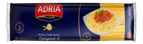 Macarrão de Sêmola com Ovos Espaguete 8 Adria Pacote 500g