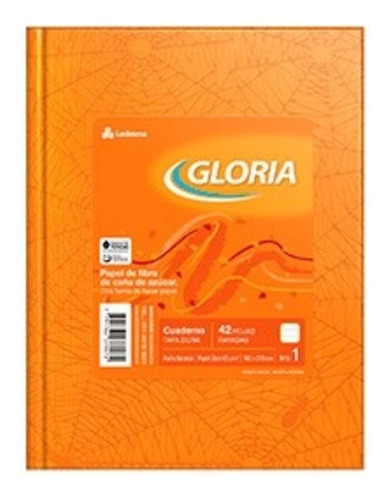 Cuaderno Gloria N1 Tapa Carton Dura X 42 Hojas Araña Naranja