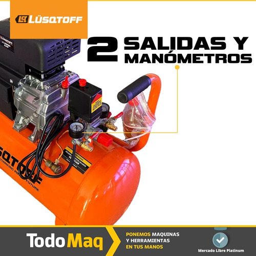 Imagen 4 de 9 de Compresor De Aire Eléctrico Portátil 2.5hp 50l Accesorios