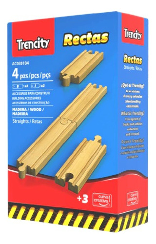 Trencity Rectas Kit De Madera 4 Piezas Educando