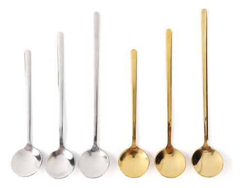 Cucharas De Mango Largo De Acero Inoxidable Para Café Y Post