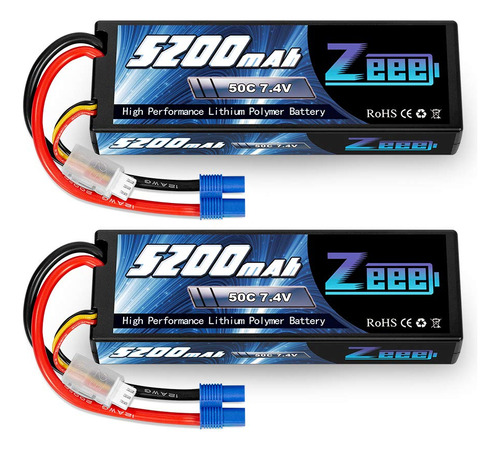 Zeee Bateria Lipo De 7.4 V 2s 5200 Mah 50 C Con Enchufe Ec3