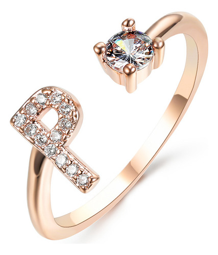 Anillo De Moda Ajustable Con 26 Letras Iniciales De Nuevo Di