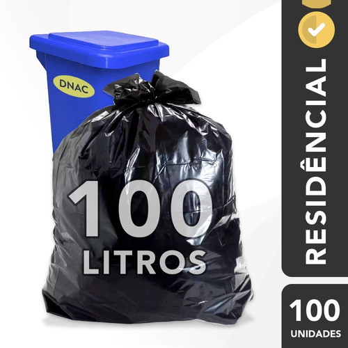 Imagem 1 de 3 de Saco De Lixo 100l Grosso Preto Reforçado Resistente - 100 Un
