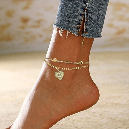 Pulseras De Playa Con Iniciales De Corazón Para Mujer, 26 Le