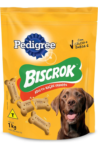 Biscoito Pedigree Biscrok Cães Adultos Raças Grandes 1 Kg