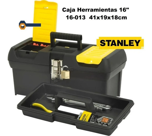 Caja de herramientas Stanley 16-013 de plástico 206mm x 403mm x 181mm negra y amarilla