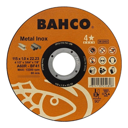 Disco Corte Bahco Metal Inox 115 X 1.6 X 22 Mm X 5 Unid