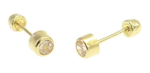 Hermosos Broqueles Tambor Blanco 3mm. Aretes Oro 10k