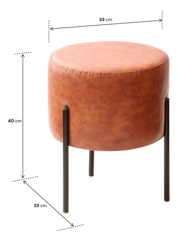 Puff Redondo Com Pernas Em Metal Round Espresso Ibwt