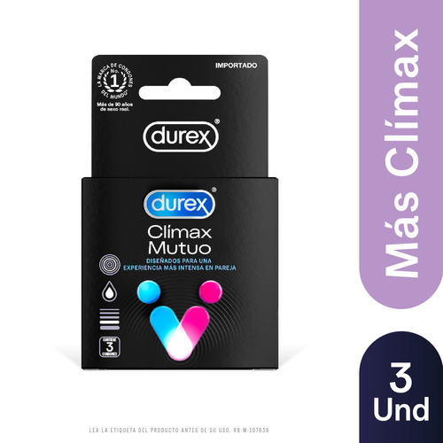 Durex Clímax Mutuo Cj 3 Condones De Látex Con Benzocaína