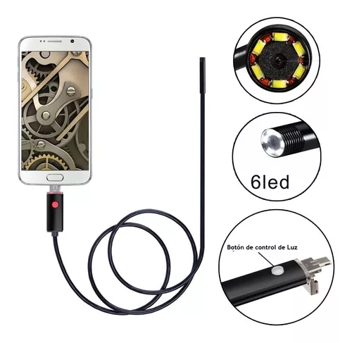 Camara Endoscopio Con Luz LED Para Android Celular De Inspeccion Del  Boroscopio 