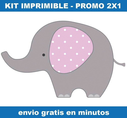 Kit Imprimible Elefante Rosa Promo 2x1