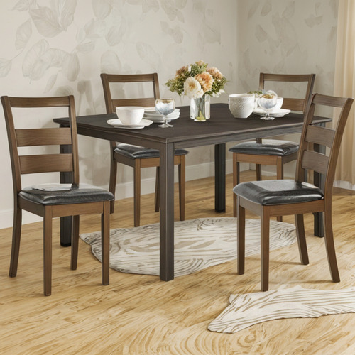 Colamy Juego De Mesa De Comedor Rectangular De Madera Para 4