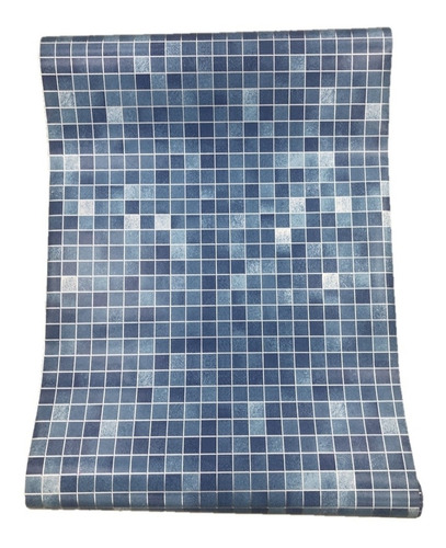 Papel Tapiz Autoadhesivo Estilo Mosaico Azul 1 Unidad..,.