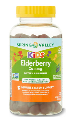 Spring Valley Kids Elderberry Con Vitamina C,saúco120gomitas