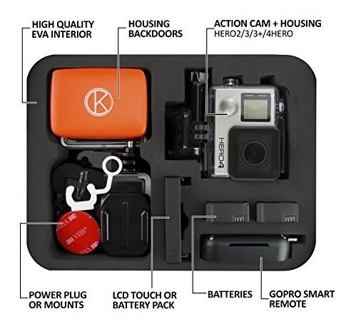 Carrying Case Para With Gopro Hero 4 Black Silver Lcd 3