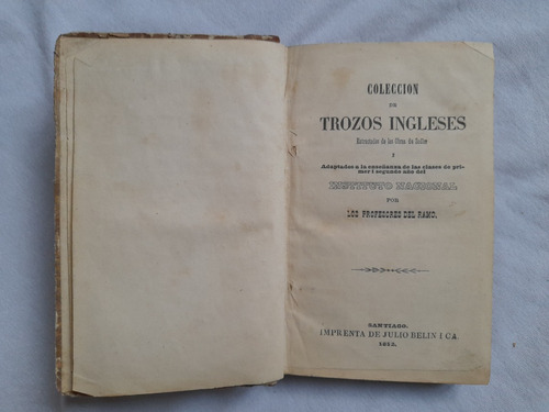 Coleccion De Trozos Ingleses, Imprenta Julio Belin, 1852
