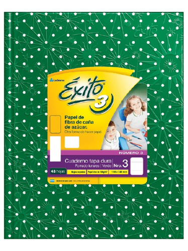 Cuaderno Tapa Dura N3 48h Exito Rayado Lunares Verde X 8