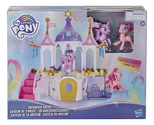 My Little Pony - Set Castillo De La Amistad - Incluye Las Ponys Twilight Sparkle Y Pinkie Pie, De 7,5 Cm, Con Cabelleras Para Cepillar Y 16 Accesorios