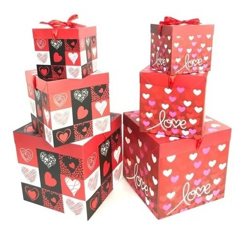 Pack 12 Cajas De Regalo Sorpresa Plegable 10cm Corazón 5007