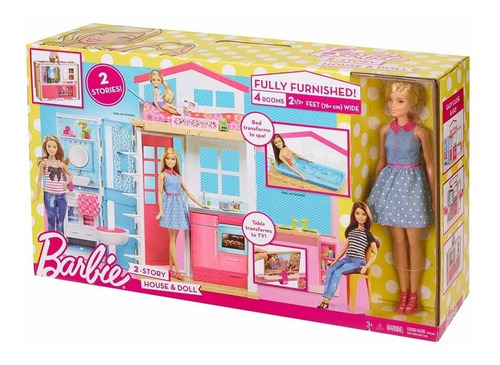 Set De Juego Barbie Casa Glam 2 Pisos Muñeca Y Accesorios