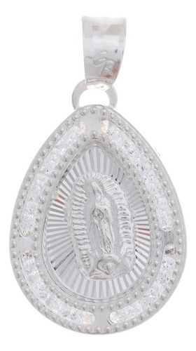 Medalla Virgen Guadalupe Gota Piedras Contorno Plata .925