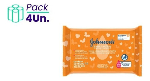 Pack X 4 Johnsons Baby Toallitas Humedas Suavidad 44u