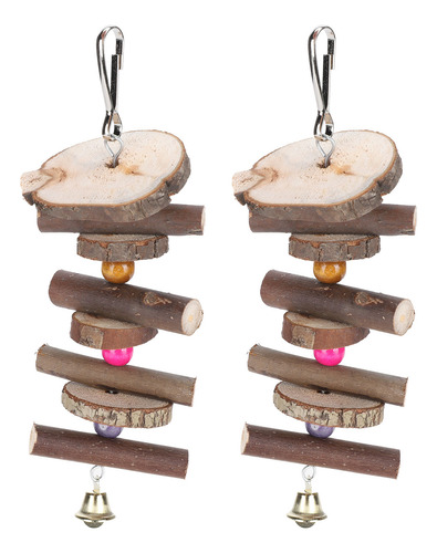 Juguete Colgante De Madera Para Morder Bird Bite Blocks, 2 P