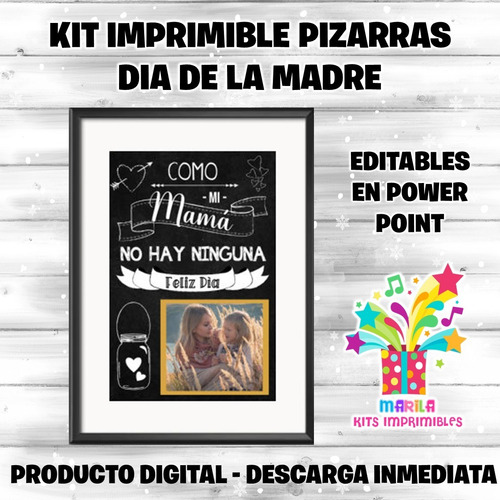 Kit Imprimible Laminas Dia De La Madre + Elementos Chalk