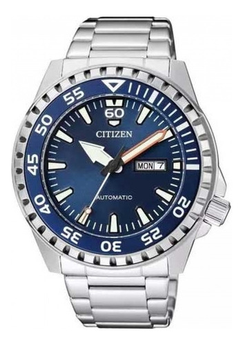 Relógio Citizen Automático Marine Sport Nh8389-88l/tz31203f Cor da correia Prateado Cor do bisel Azul Cor do fundo Azul