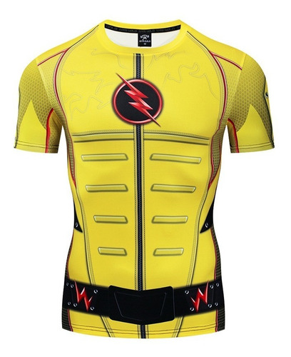 Camisa De Compresión Masculina De Entrenamiento The Flash 3d