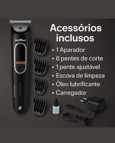 Aparador De Pelos 7 Em 1 Para Barba, Cabelo, Nariz E Corpo