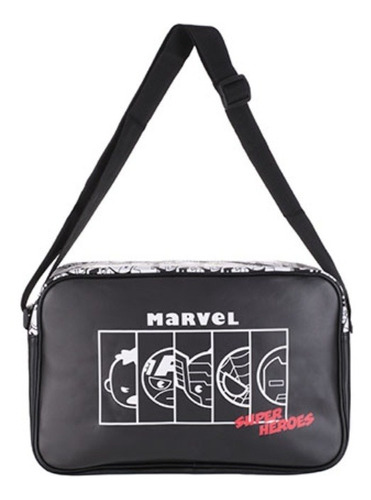 Bolsa Transversal Marvel Vingadores Miniso - Cor Preta