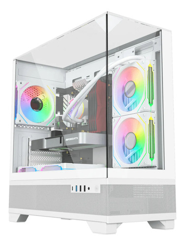 Gabinete Gamer Liketec Mahal Snow Mid Tower Topo Vidro S Fan