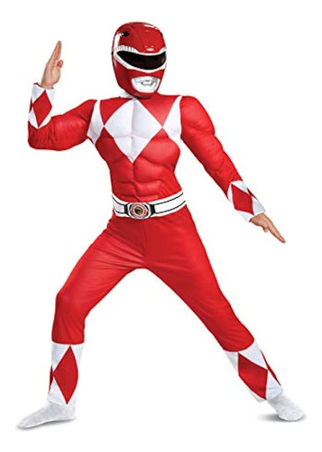 Disguise Red Ranger Classic Muscle Disfraz Infantil, Rojo, M