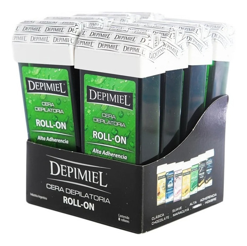 8 Unid Cera Depilatoria Roll On Vegetal Depimiel X 100g