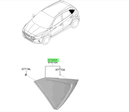 Vidrio Aleta Derecho Original Hyundai I20 2021 2024