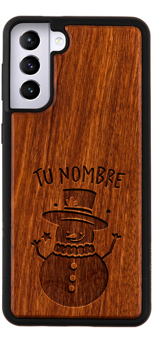 Funda Para Para Galaxy Muñeco Nieve Madera Con Tu Nombre