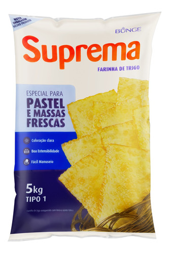 Farinha de Trigo Tipo 1 para Pastel e Massas Frescas Suprema Pacote 5kg